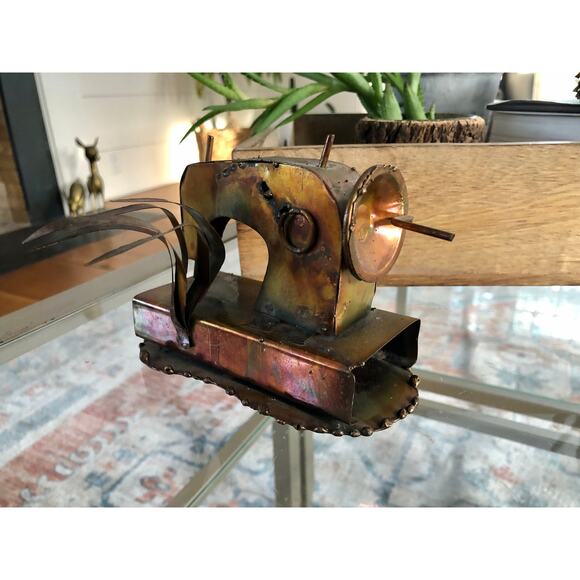 Vintage Steam Punk Art, Copper/Tin Sewing Machine - Picture 6 of 10